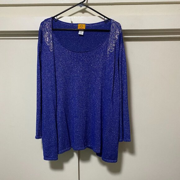 Ruby Rd. Woman, beautiful royal blue sparkling tank w/attached sweater, size 1X - Picture 1 of 10